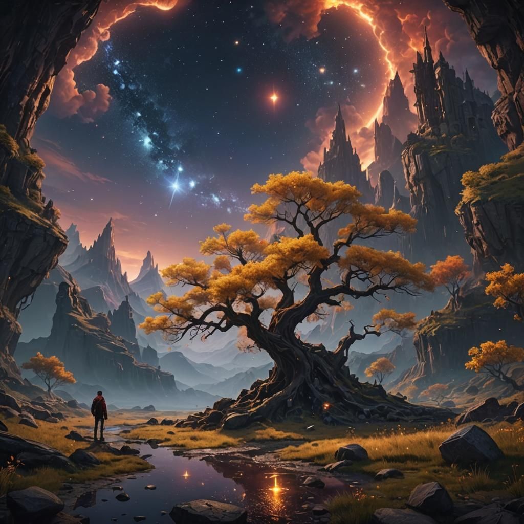 Fantastical Starscape: A Matte Painting of Loneliness