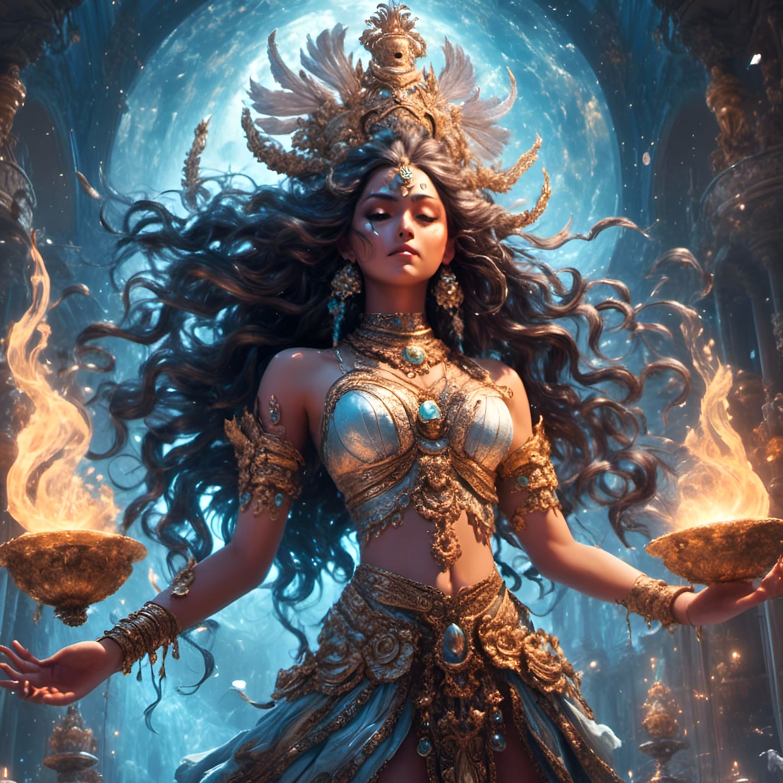 Rococo Style Visual of Shiva, Hindu Goddess