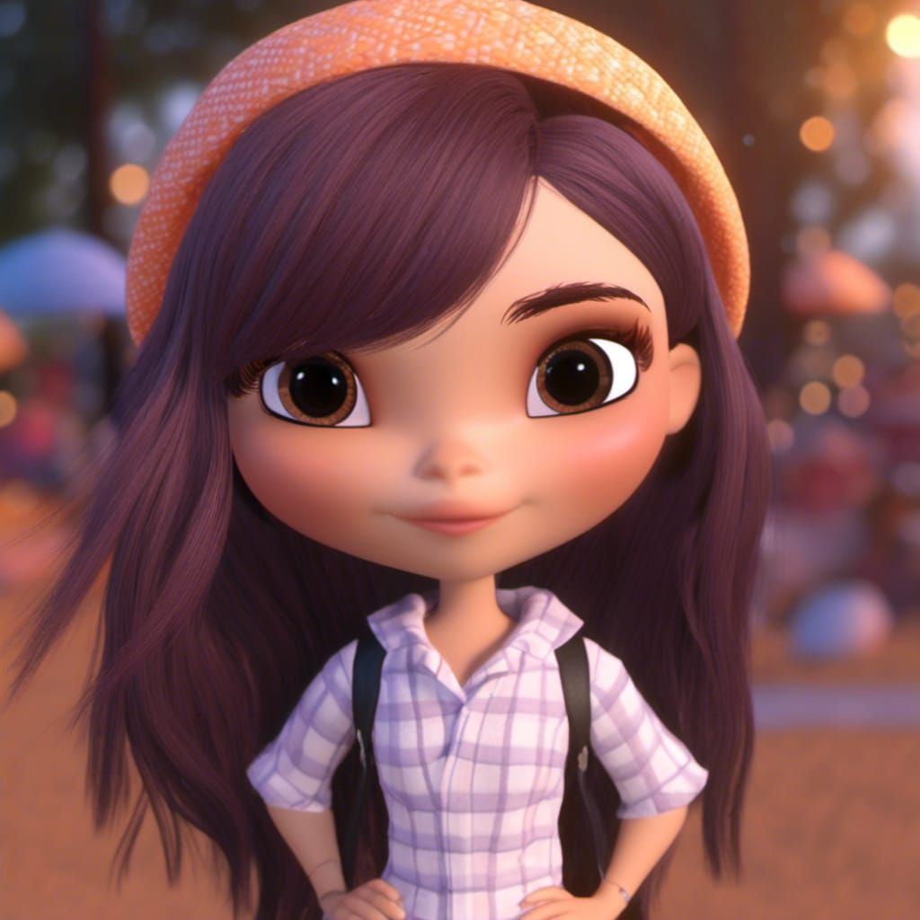 Chibi Anime Character at Beach Party as 3D Art