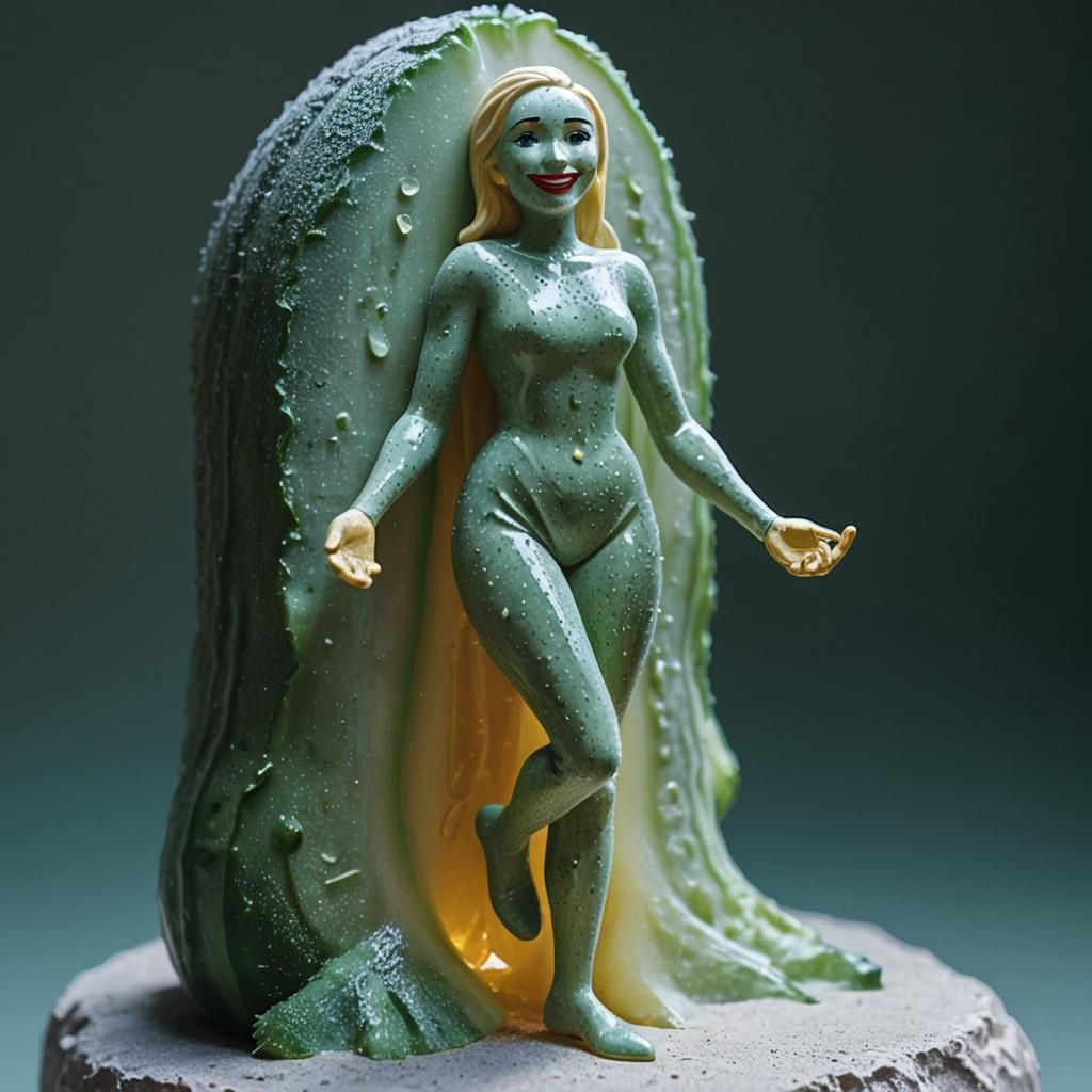 Whimsical Cucumber Portrait in Pop Art Style