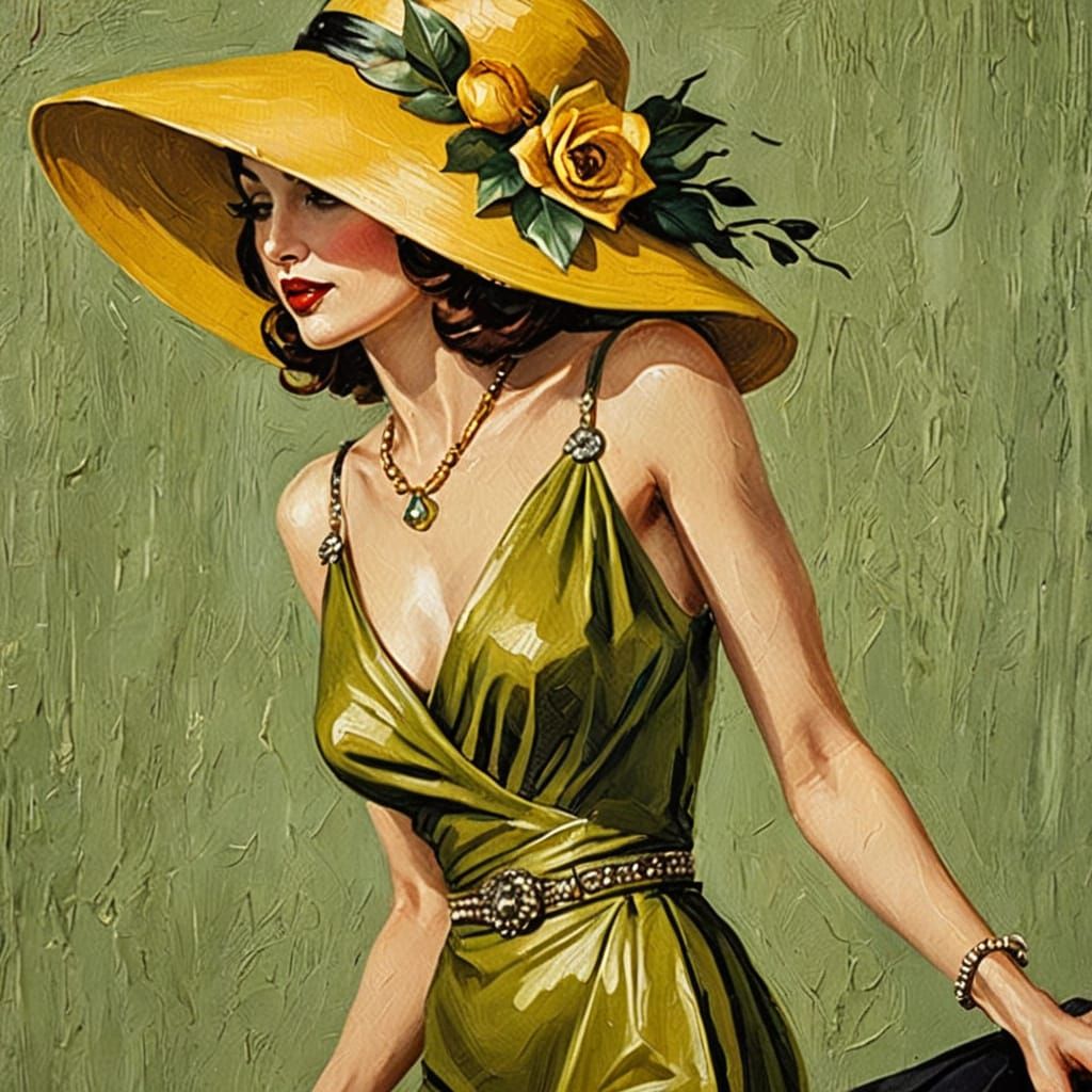 Glamorous Woman in Yellow: A Realistic Oil Painting