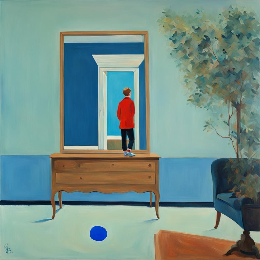 Earth as a Little Blue Dot in Hockney Style