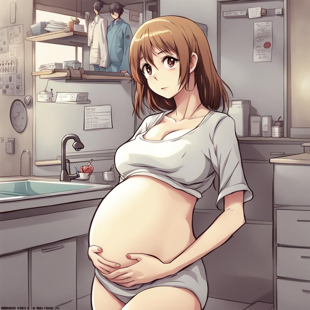 Pregnant Girl in Anime Style