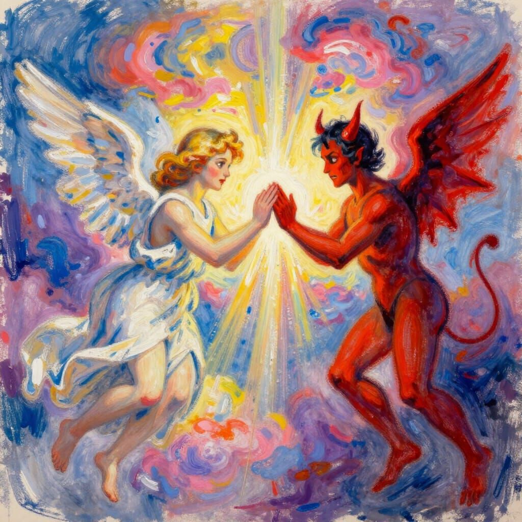 Angel and Devil Unite in Compassionate Sky