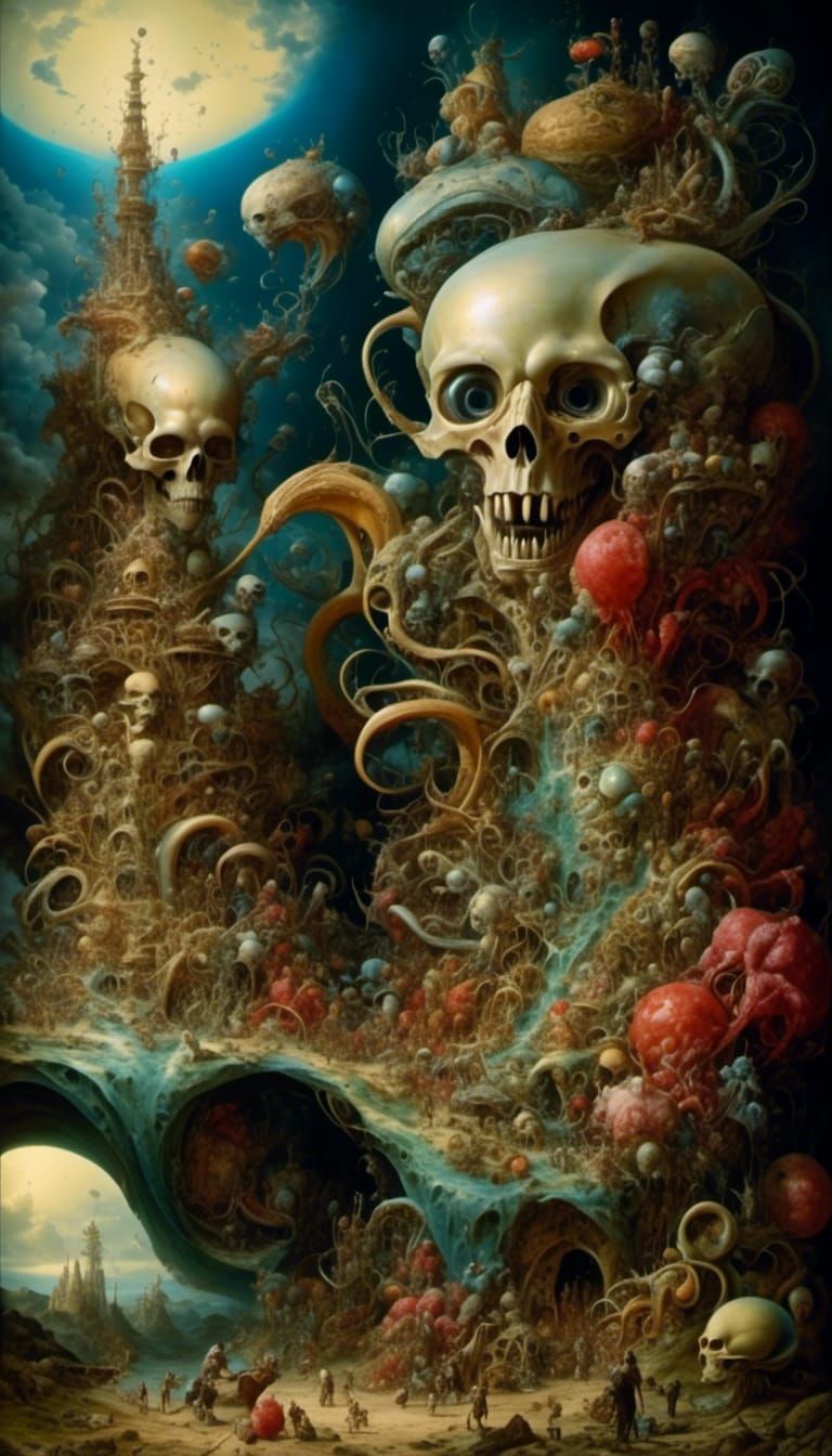 Surreal Cryptozoic Landscape Inspired by Giger, Bosch and Ar...