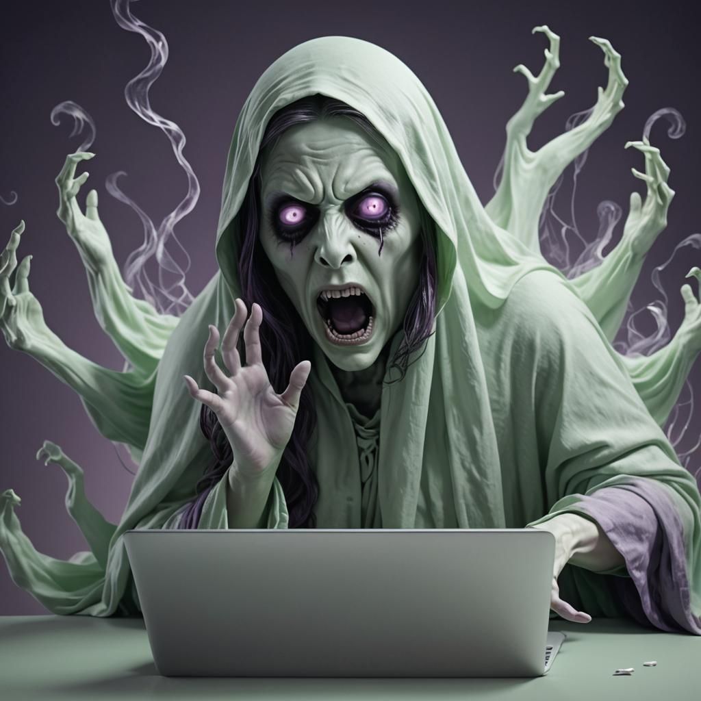 Ghost Emerges From Laptop Screen in 3D