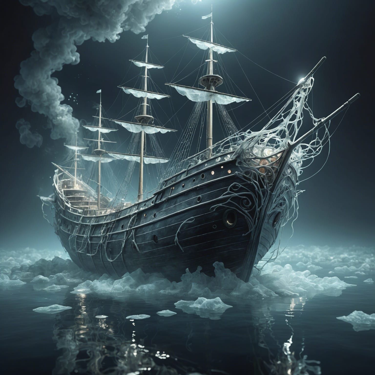 Ghost ship on artic glaciers