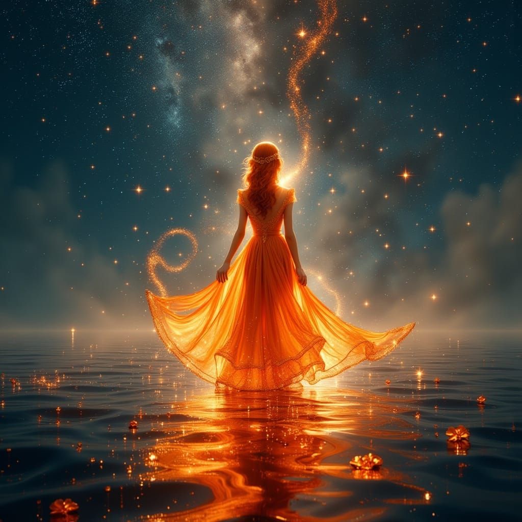 Orange Light Starry Ocean Enchantress