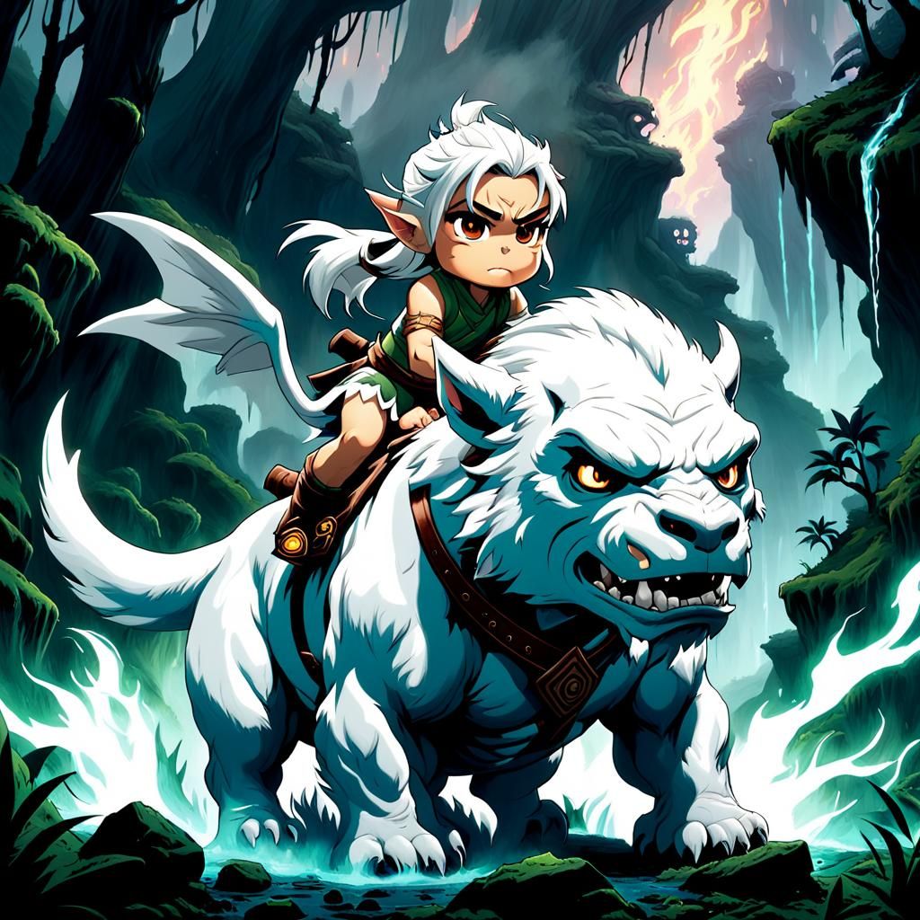 Chibi Orc on Beast in Burning Jungle