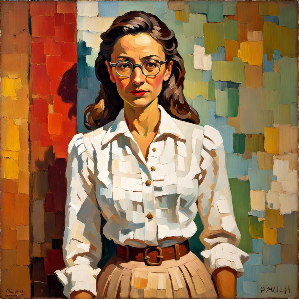 Woman on Beach as Impasto Oil Painting