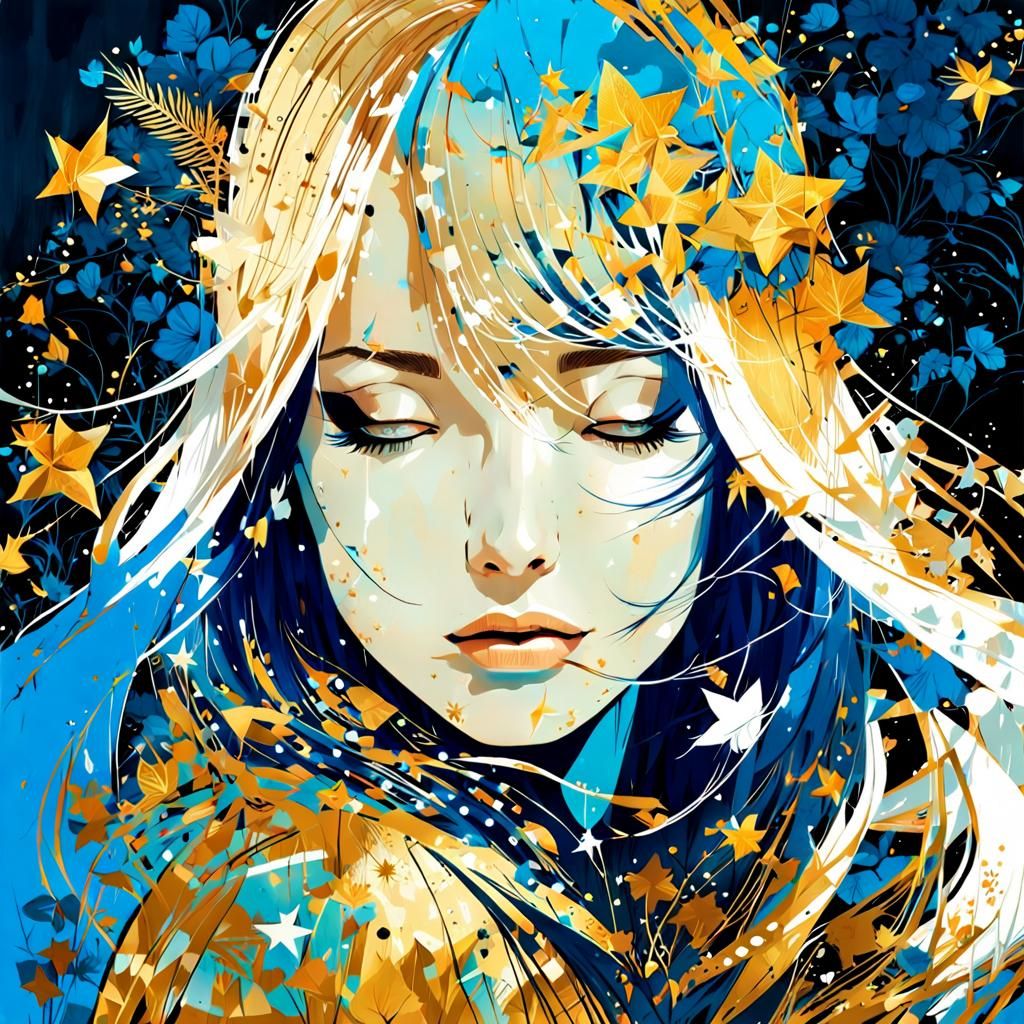 Anime Beauty in Double Exposure Silhouette