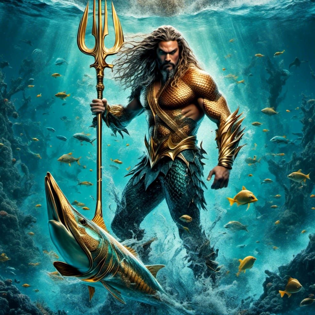 Aquaman Digital Art with Magical Water Effects