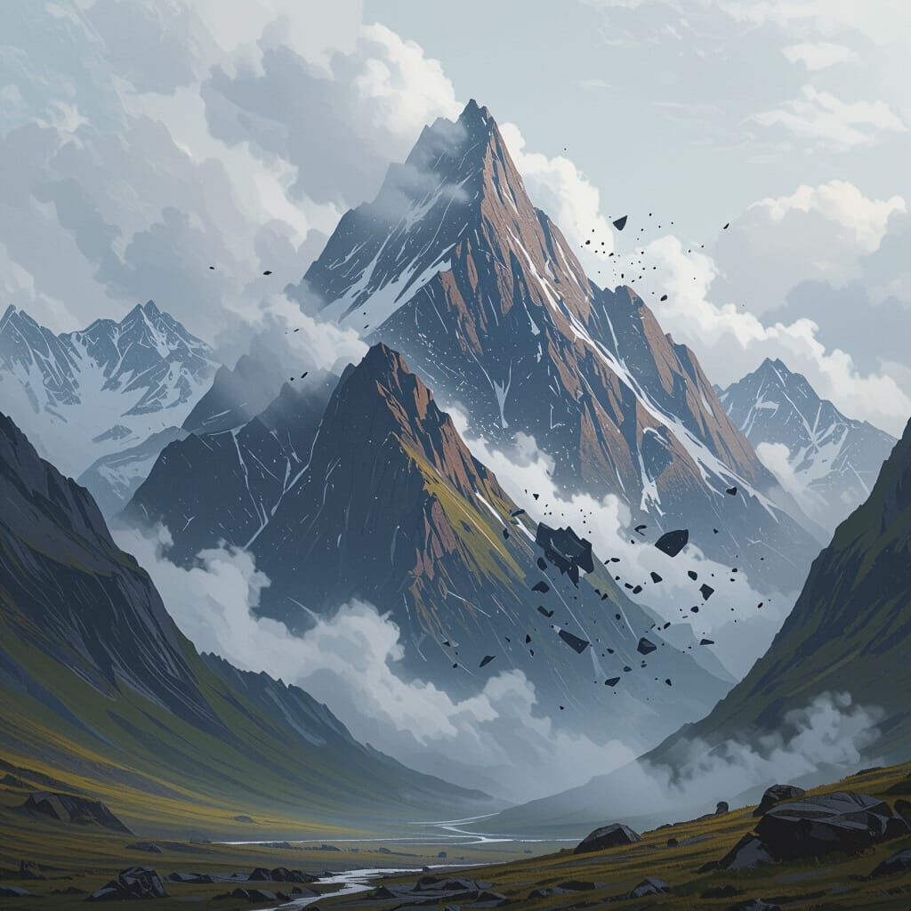 Mountains Shatter in a Sci-Fi Landscape