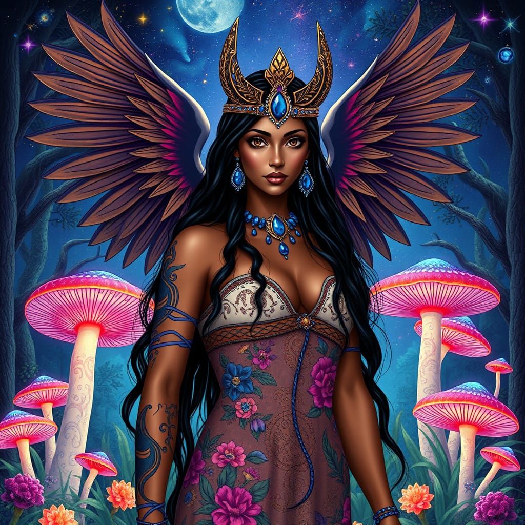 Mythical Goddess of the Starry Night Sky