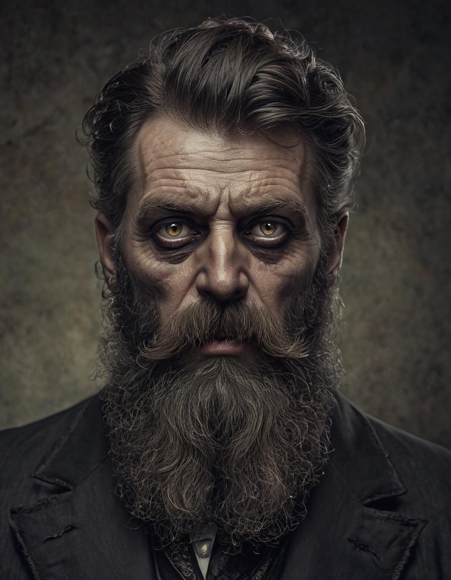 Demonic Beard on Victorian Gentleman Portrait