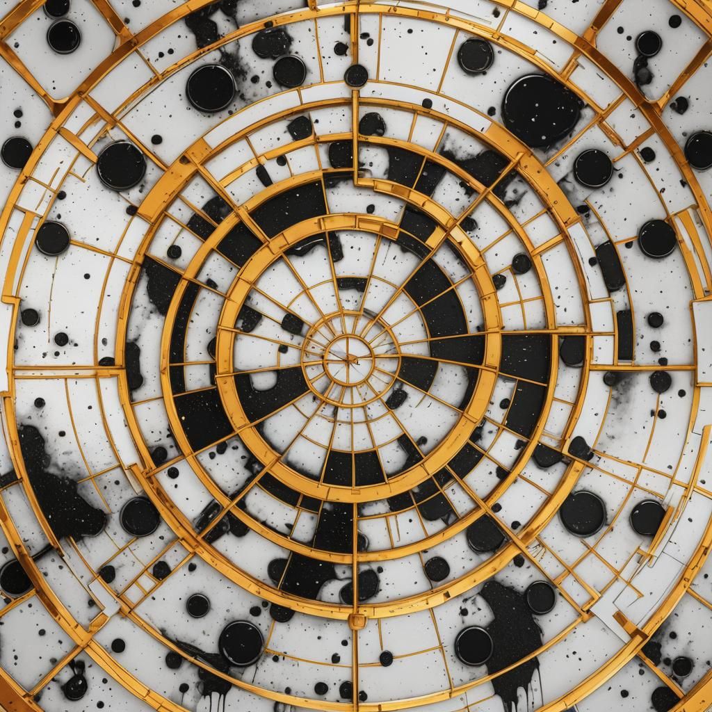 Geometric Black Mold Art Deco Design in Pop Art Style