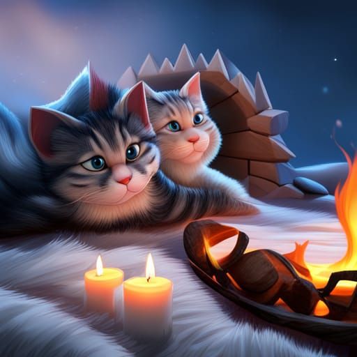 Sleeping Tabby Kittens Cartoon in 3D Style