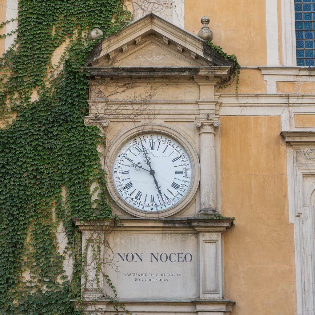 Renaissance Sundial on Palace Wall with Ivy