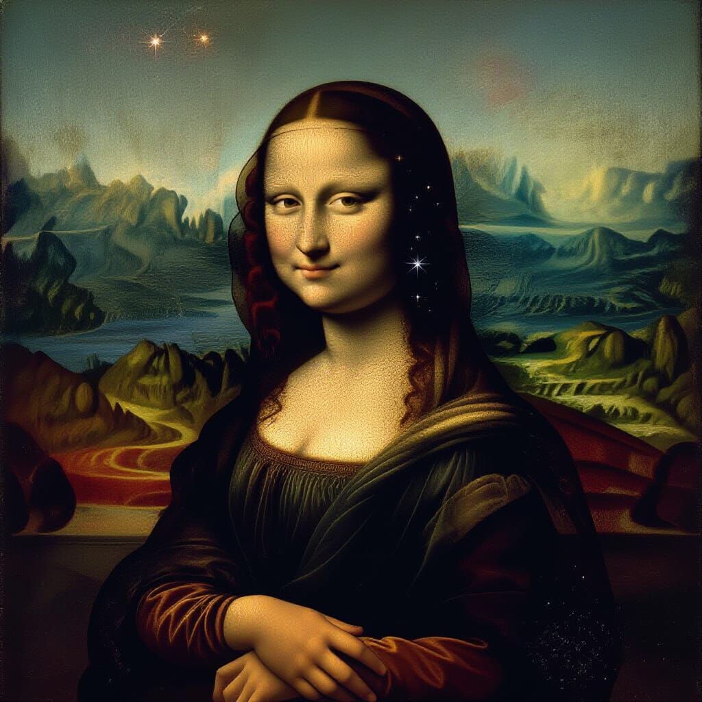 Mona Lisa Among Cosmic Wonders