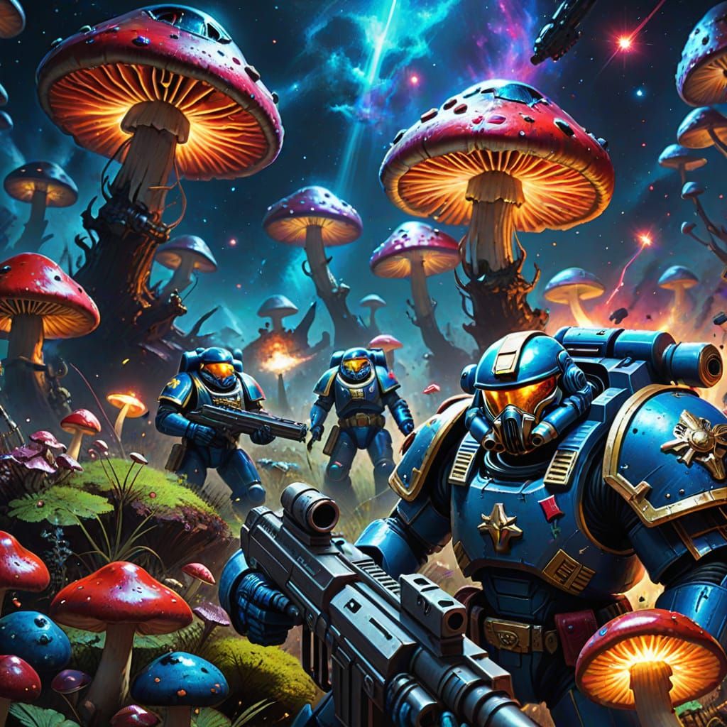 Vibrant Space Carnivorous Mushrooms Devour Space Marines in ...