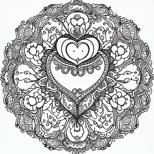 Intricate Coloring Page with Ribbon and "Love"