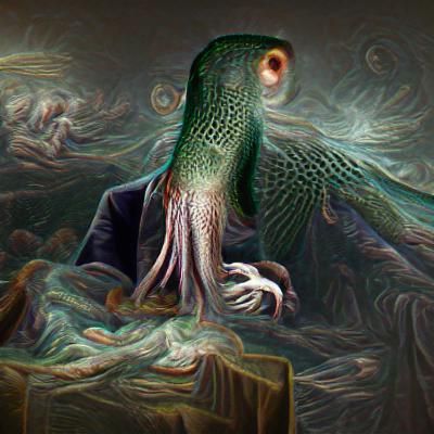 Eerie Dagon Portrait in Haunting Renaissance Style