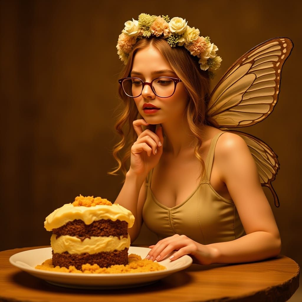 Butterfly Gazing at Dessert Photograph