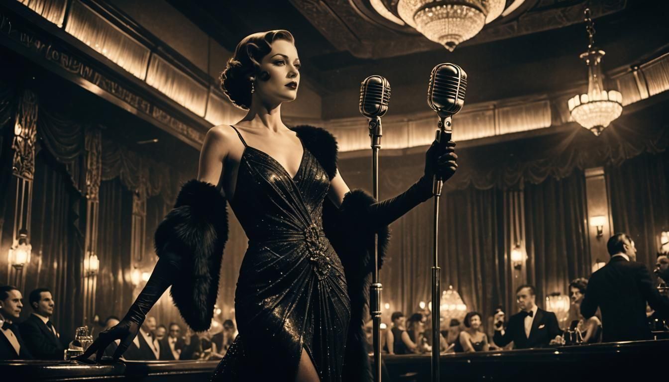 1940s Pin-Up in Art Deco Style