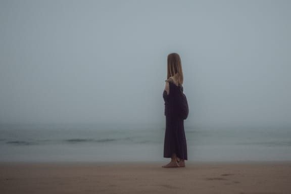 Stormy Night Beach Scene in Dark Fantasy Style