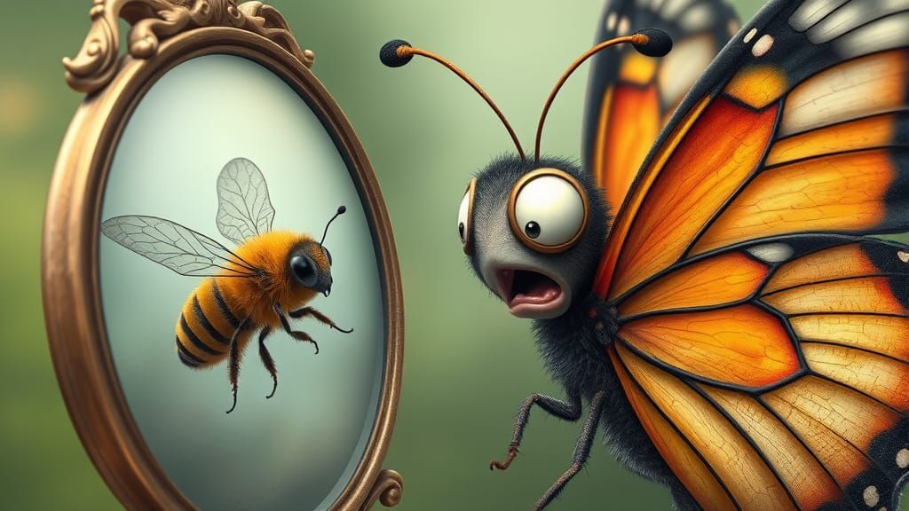 Confused Butterfly's Bewildering Reflection, Dreamy Art