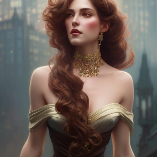 Woman in Flowing Gown: A Dark Fantasy Portrait