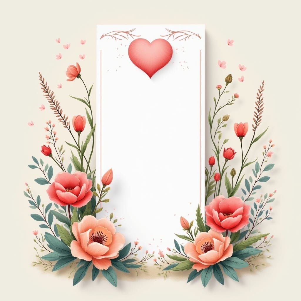 Spring-Themed Invitation Card in Delicate Illustrated Style