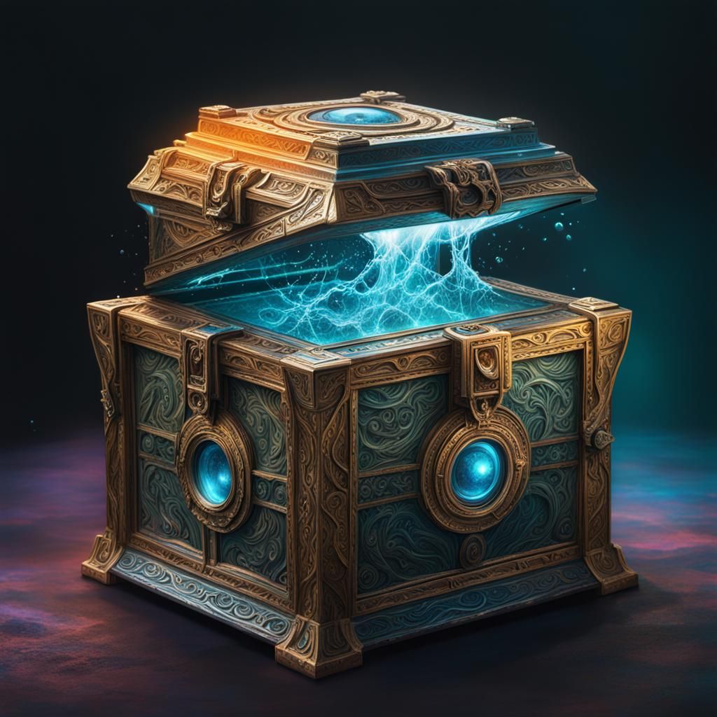 Hyperrealistic Pandora's Box in Splash Art Style