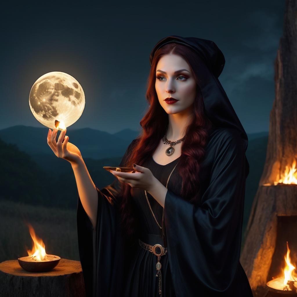 Wiccan Priestess Drawing Down the Moon Ritual