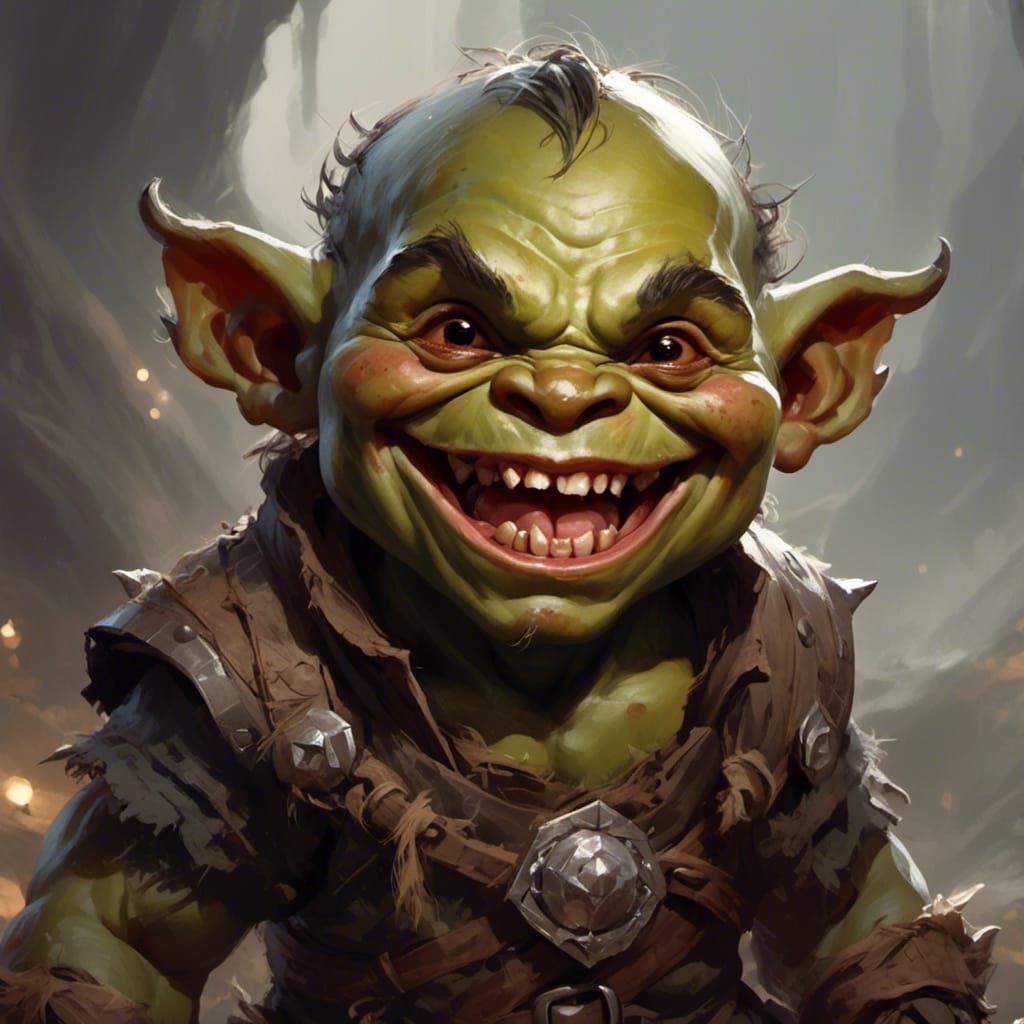 Cute Orc Toddler Smiles with First Teeth