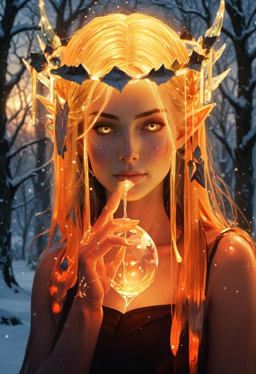 Winter Elven Goddess in Prismatic Style