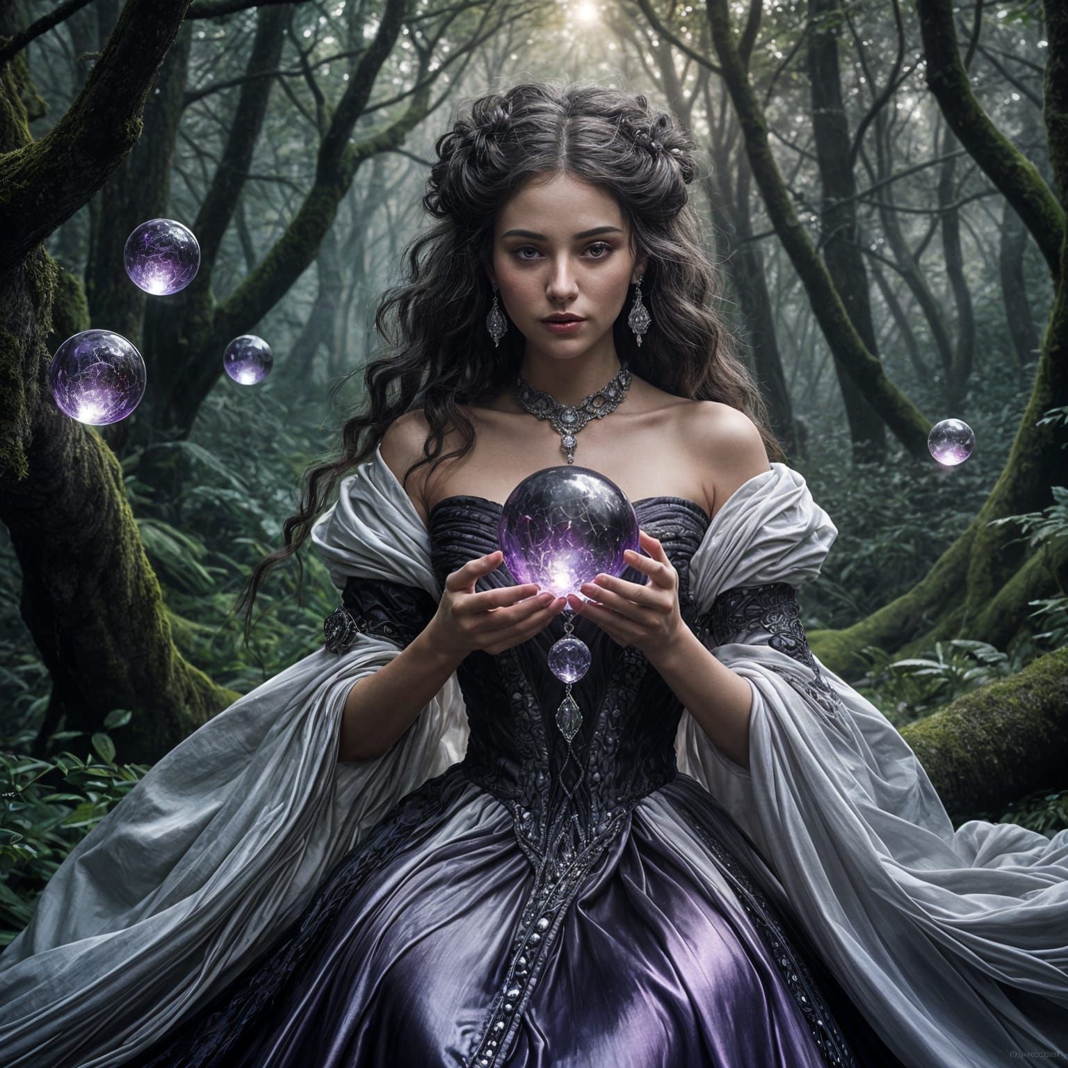 Surreal Fantasy Enchantress in Dreamy Forest