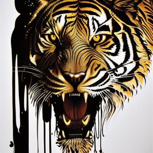 Eldritch Tiger: Liquid Ink and Paper Sculpture