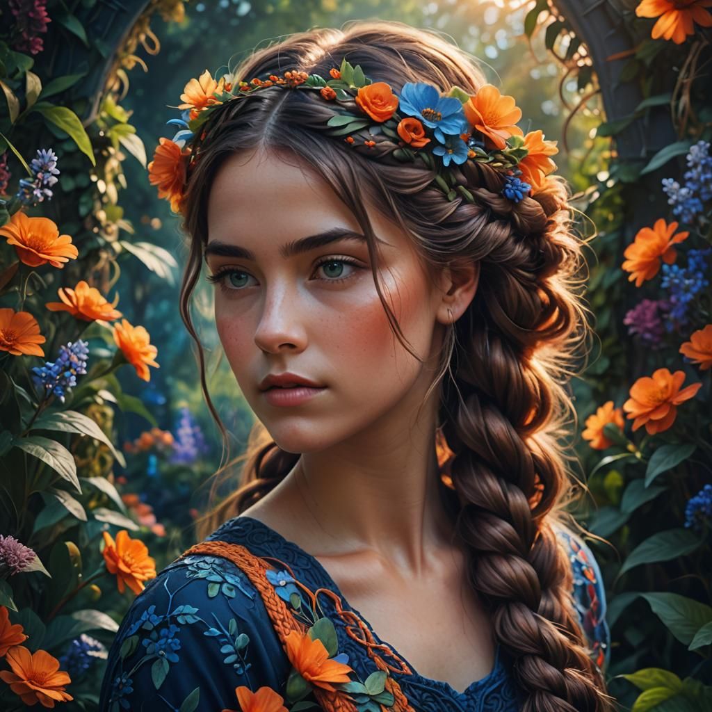 Fantasy Portrait in a Lush Garden
