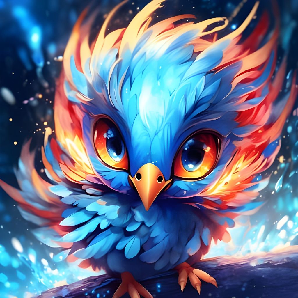 Vivid Blue Baby Phoenix Digital Art