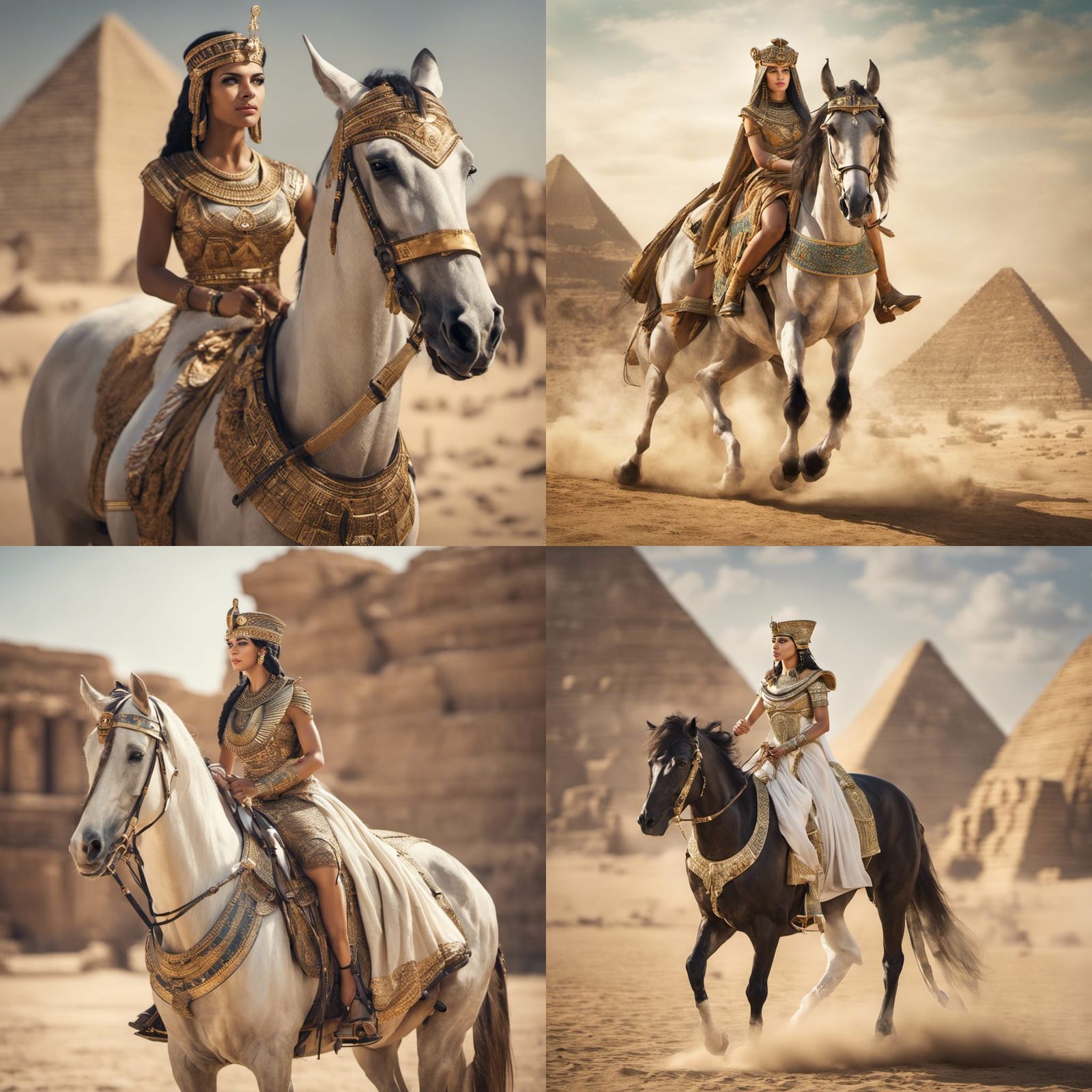Queen Cleopatra on Horseback in Ancient Egypt