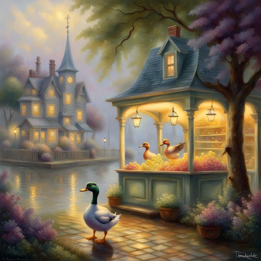Duck Asks for Grapes: Ethereal Fantasy Art