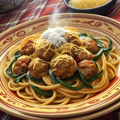 Colorful Pasta Plate in Comic Book Style