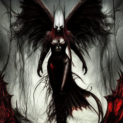 Demonic Elf Princess in Dark Gothic Horror Style