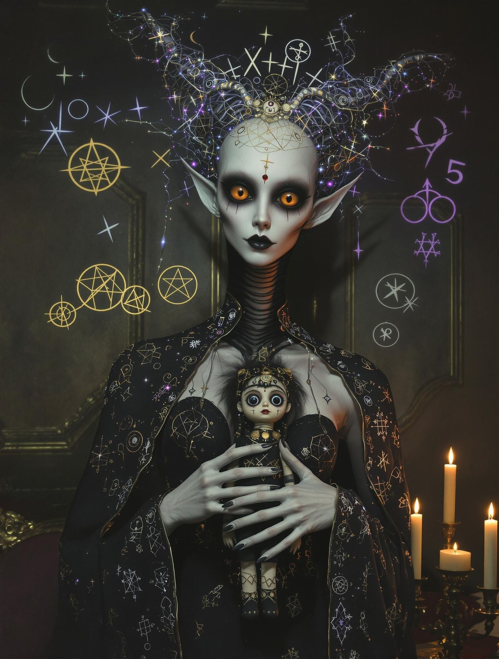 Ethereal Woman with Voodoo Doll in Bayou