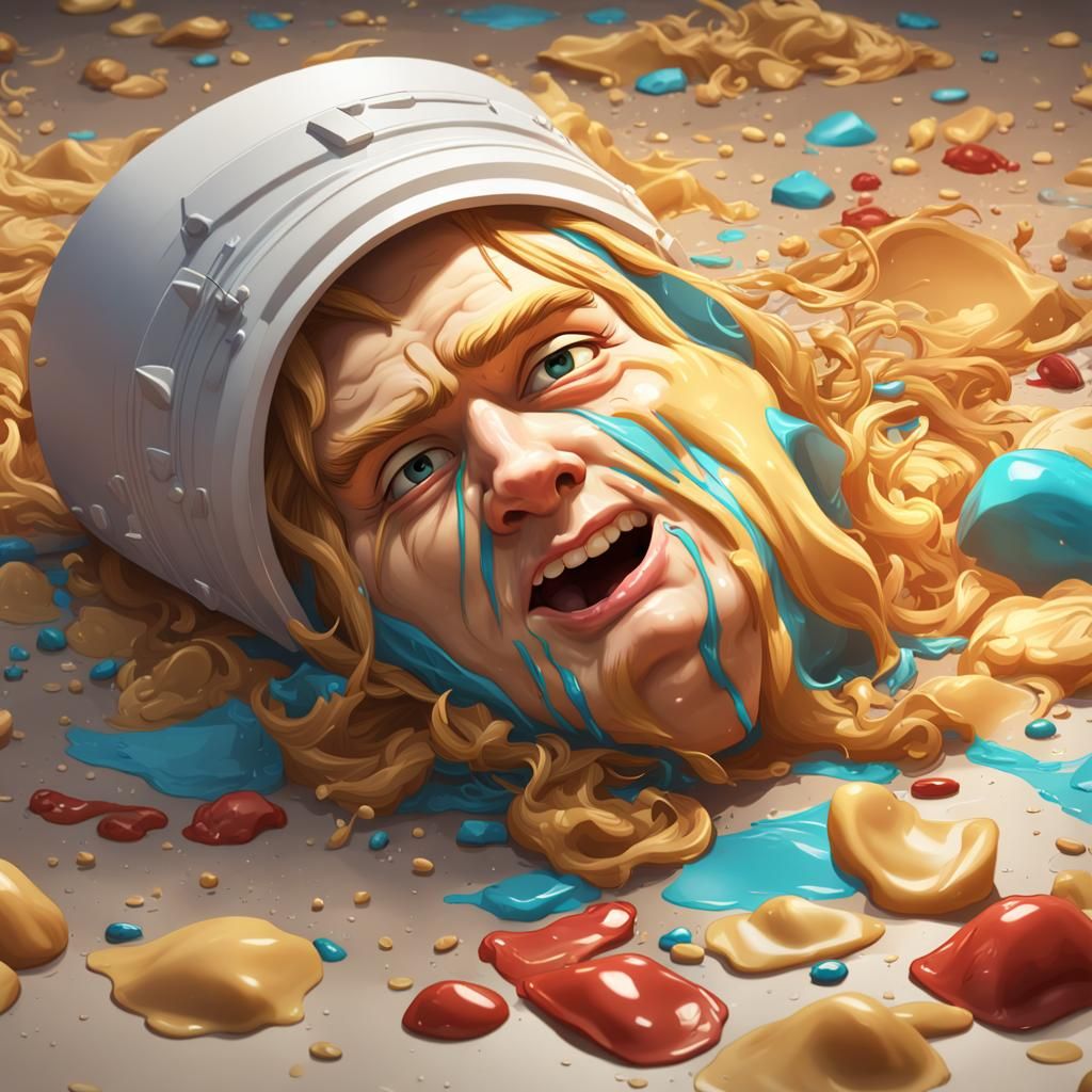 Crushed Cartoon Mayo Tube Character: Digital Art