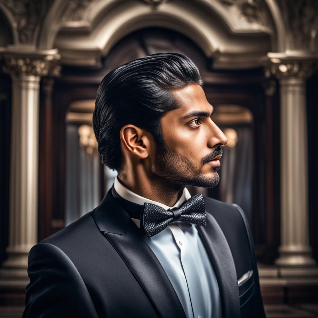 Hyperrealistic Image of Handsome Indian Businessman in Tuxed...