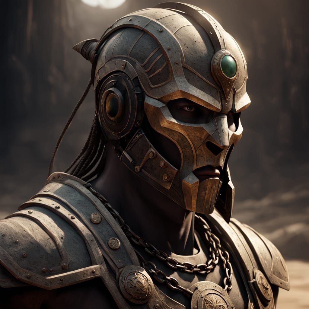 Marrow in Desolate Arena: Hyper-Realistic Digital Art