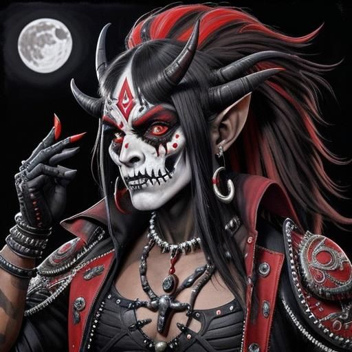 Alien Barbarian Dancer with Skull Makeup in 3D