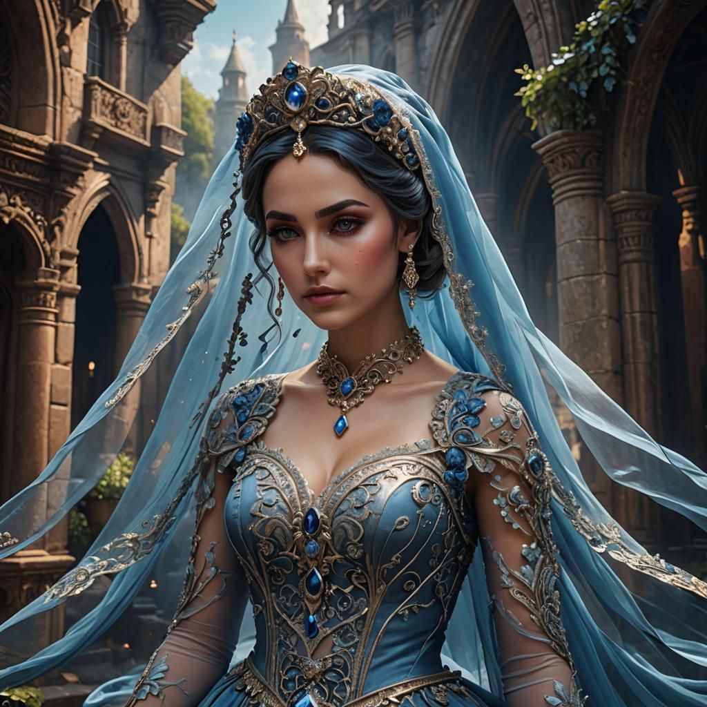 Bride in Blue Veil: Fantasy Concept Art